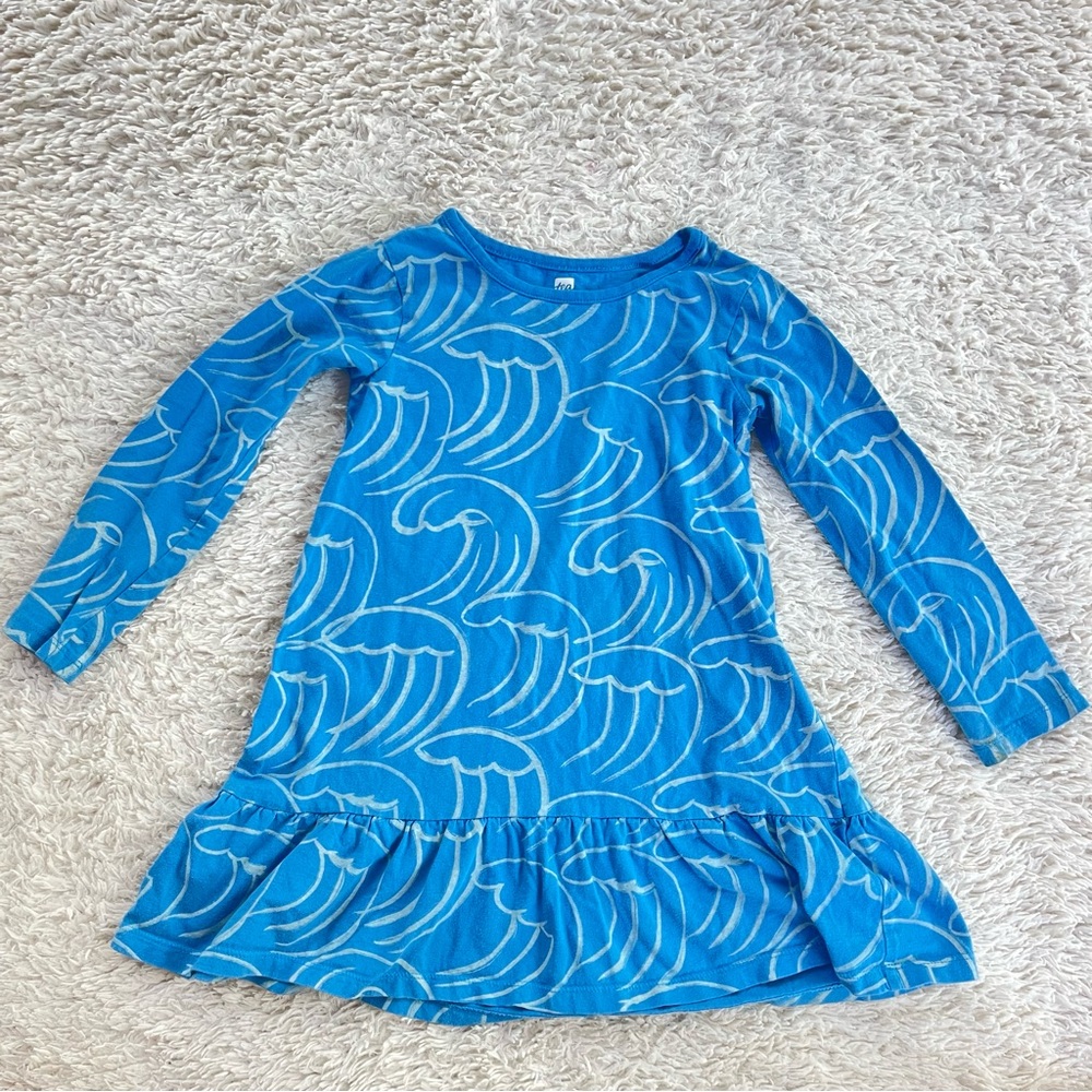 Tea Collection Blue Wave Pattern Dress